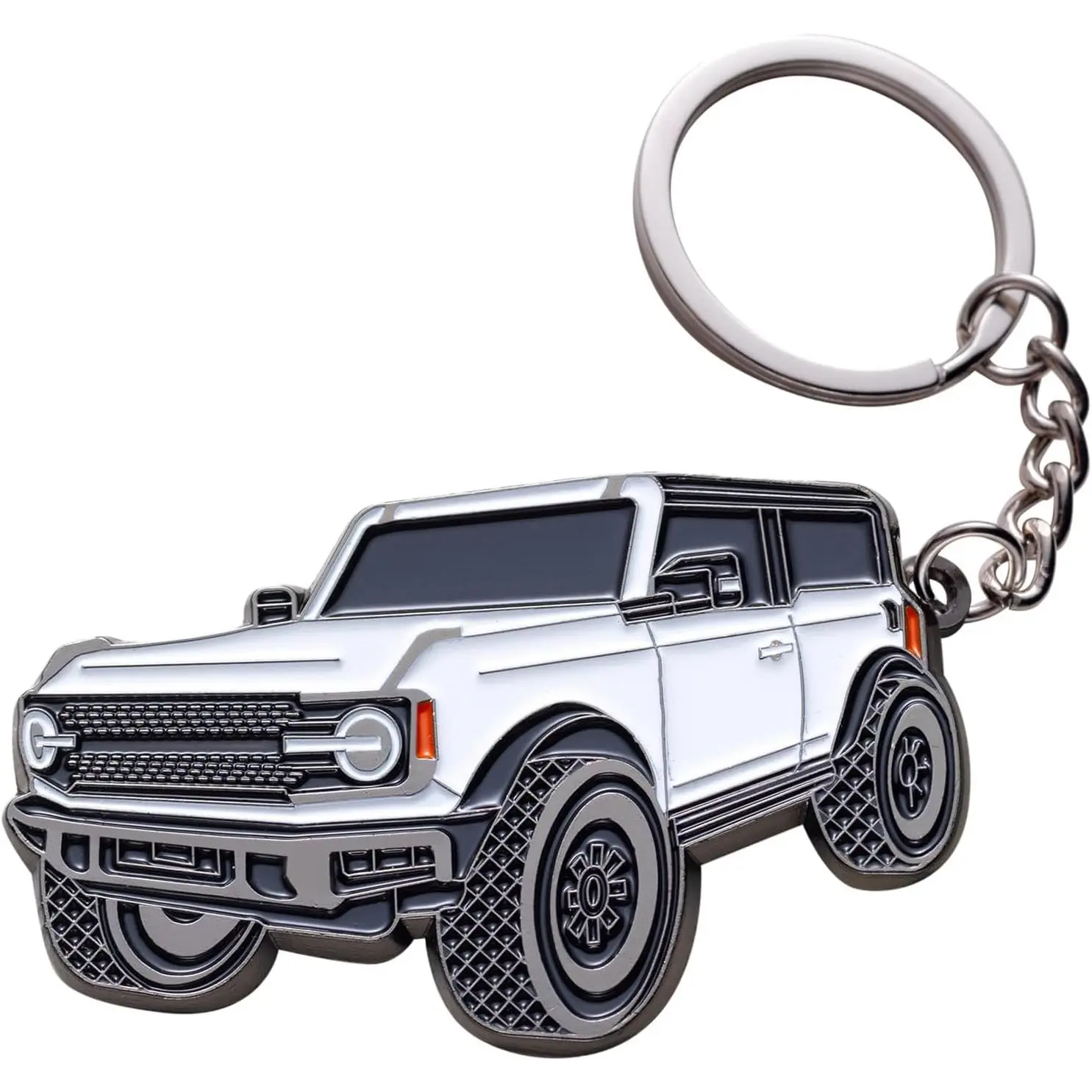 Ford Bronco 4-Door Key Chain Fob Cover - Stylish Keychain Accessories, Bronco Mods Key Chain Compatible with 2021-2023 Models (White), Car Key Chains