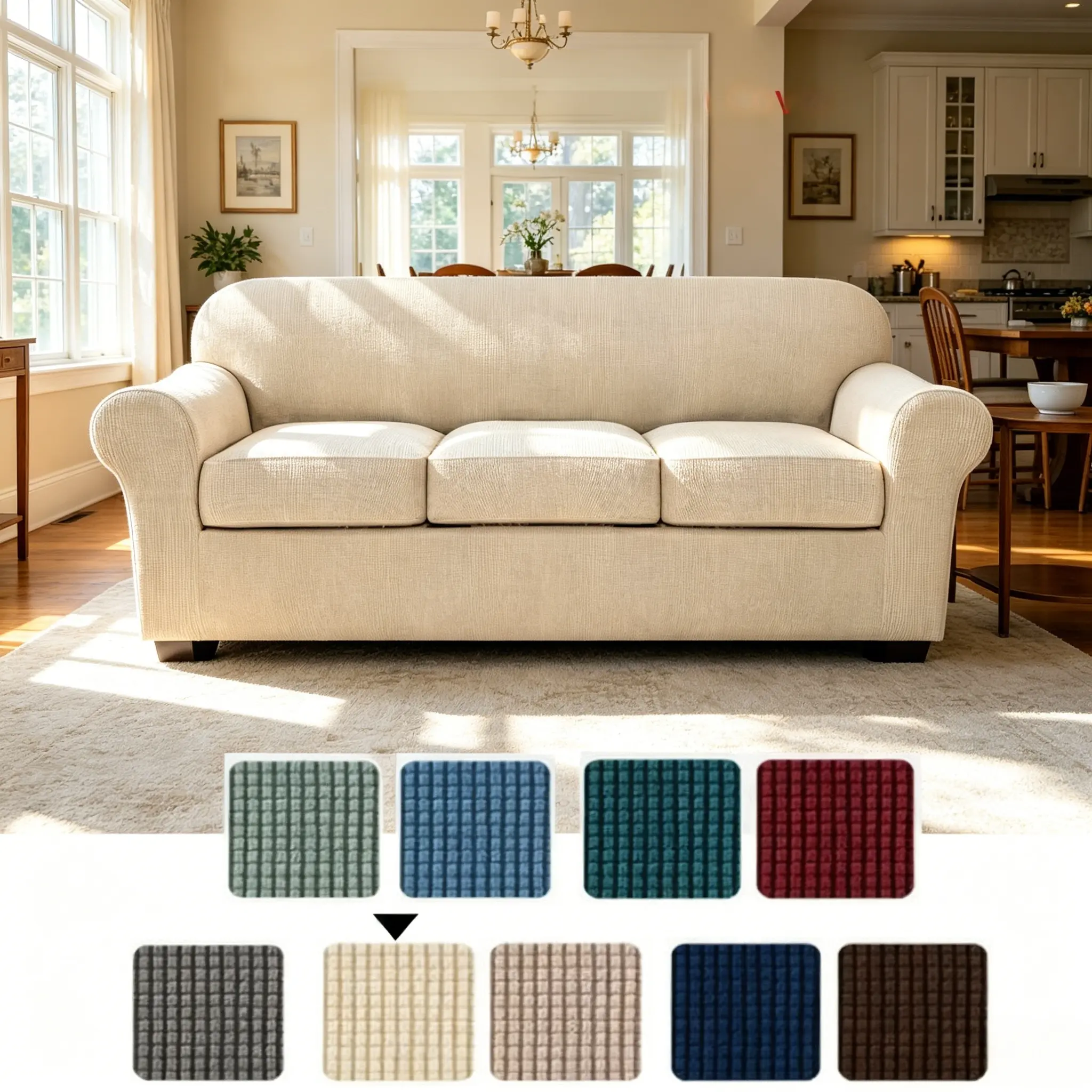ShineHome Elegant Premium Classic Style Washable Stretch Sofa Couch Cover - Sofa Furniture Slipcover, Slipcovers for Couches and Sofas to Refresh Living Space