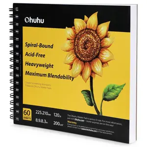 Ohuhu Marker Pads Art Sketchbook: 8.9" x 8.3" / 7.6"x10" - 120 lb/200 gsm Drawing Papers - 60 Sheets/120 Pages - Spiral Bound Sketch Drawing Book for Alcohol Markers - Marker Pad Series of Ohuhu