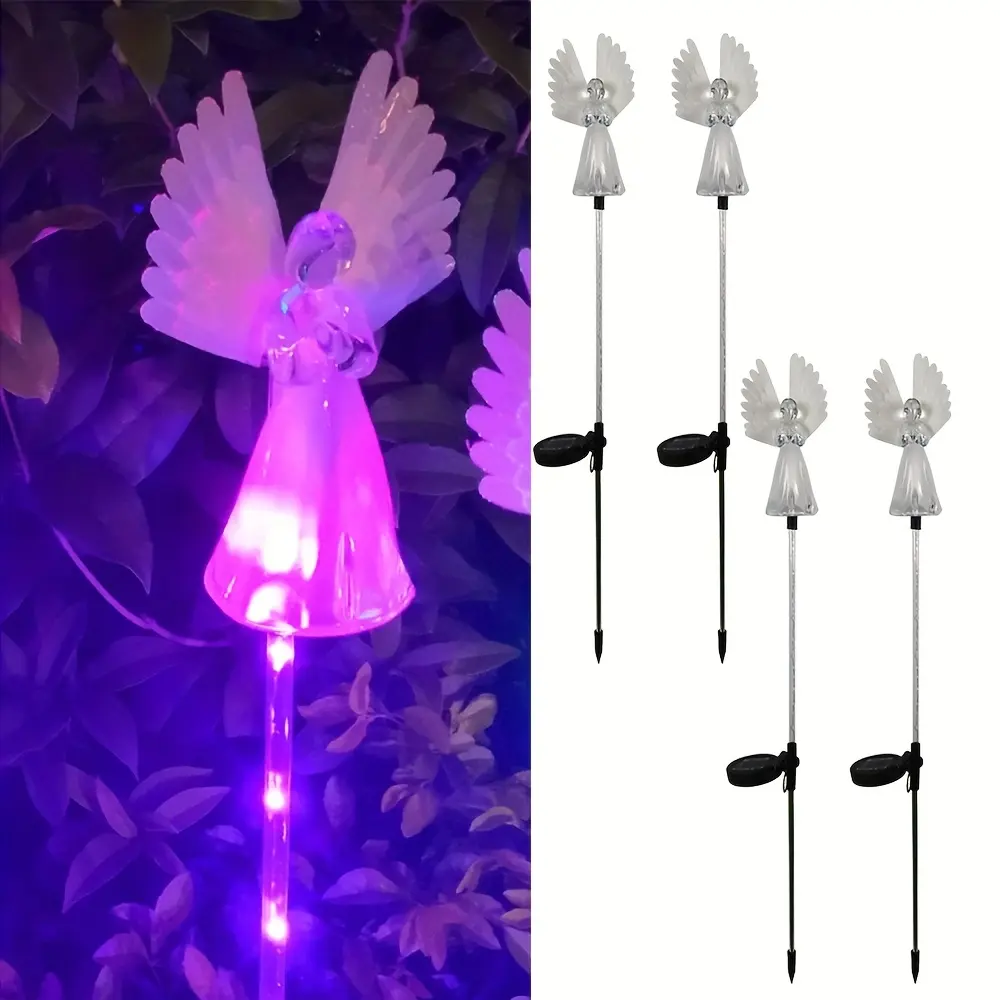 2 Pcs/4 Pcs Solar Angel Lights Outdoor Decor, Solar Powered Color Changing Angel Easter Stakes Decorative Memorial Lights Garden Yard Lawn Pathway Grave Cemetery Decoration, Valentine'S Day Women Gift, Outdoor Landscape Lights, Garden Lighting