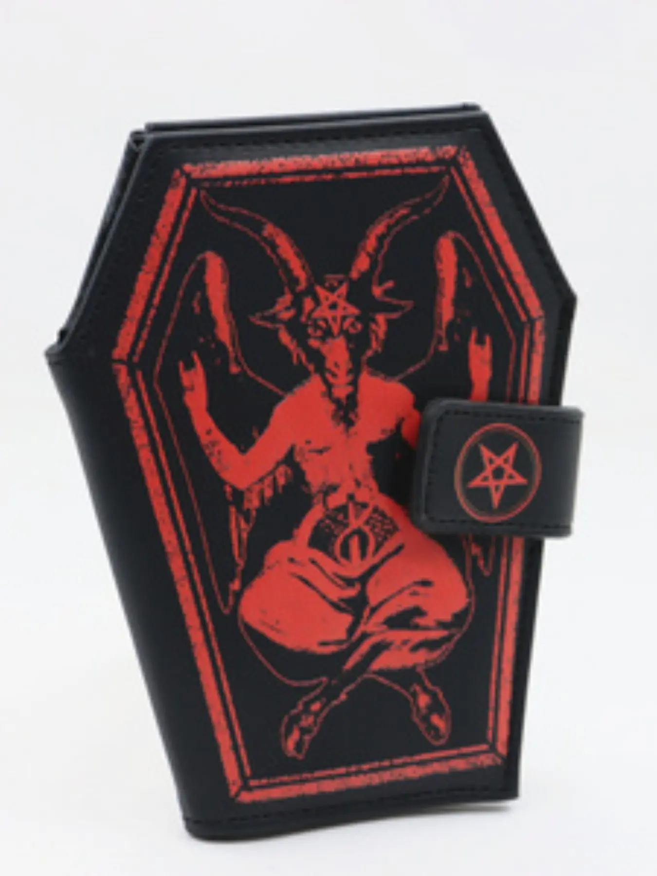 Goathead Satanic Sigil Baphomet Coffin Wallet, Gothic Style Accessory, Unique Design, Perfect Gift for Fans, Durable Material, Durable Fashion Wallet