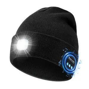 USB Rechargeable LED Knitted Hat, Beanie Hat with Multiple Adjustable Light Modes , Built-in Mic, Hands-Free Calling, Perfect Gifts for Men & Women