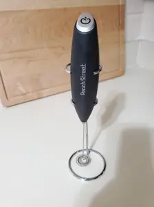 Powerful Handheld Milk Frother, Mini Milk Frother Wand, Battery Operated Stainless Steel Drink Mixer - Frother Stand for Milk Coffee, Lattes, Cappuccino, Frappe, Matcha, Hot Chocolate. Gift