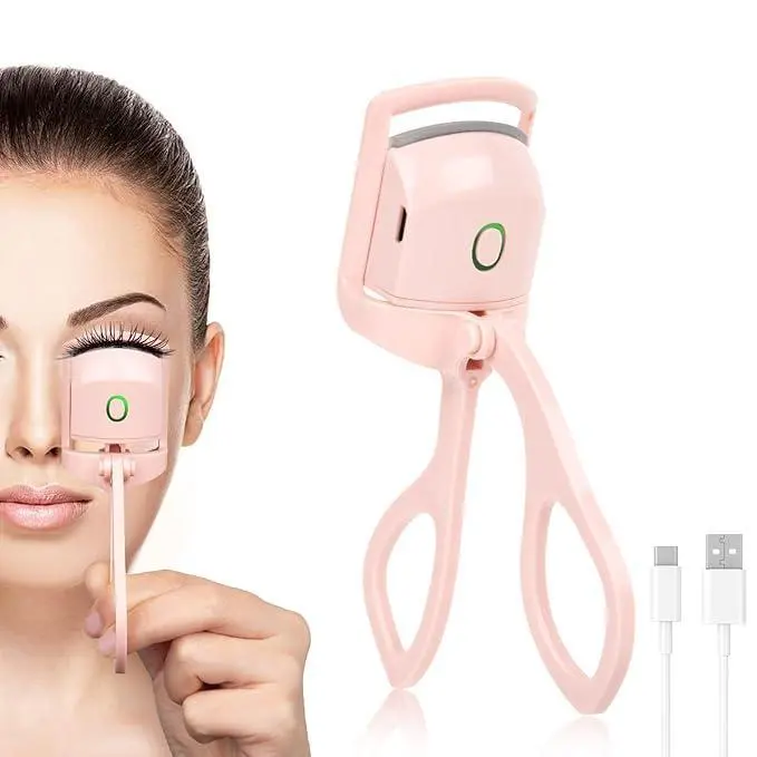 Heated Electric Beauty Lash Curler for Curling Lashes - White, USB-C Rechargeable, 2 Temp Control, Burn-Free Heating, Travel Size, Long-Lasting Lift (Party Bag Gift for Festive & Home Use)