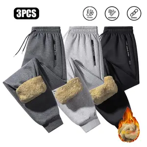 Unisex three-piece warm fleece-lined ankle joggers pant set, featuring a simple fashion style with side letter zipper accents; windproof, durable, fleece lining keeps feet warm and cozy, perfect for men and women during fall/winter outings and dates