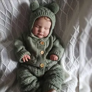 GUESSBELLY 60 CM Reborn Soft Vinyl Sleeping Boy Baby Doll 3D Light Beige For Girl With Vascular Vein Cloth Body Like Real Art Baby Gift