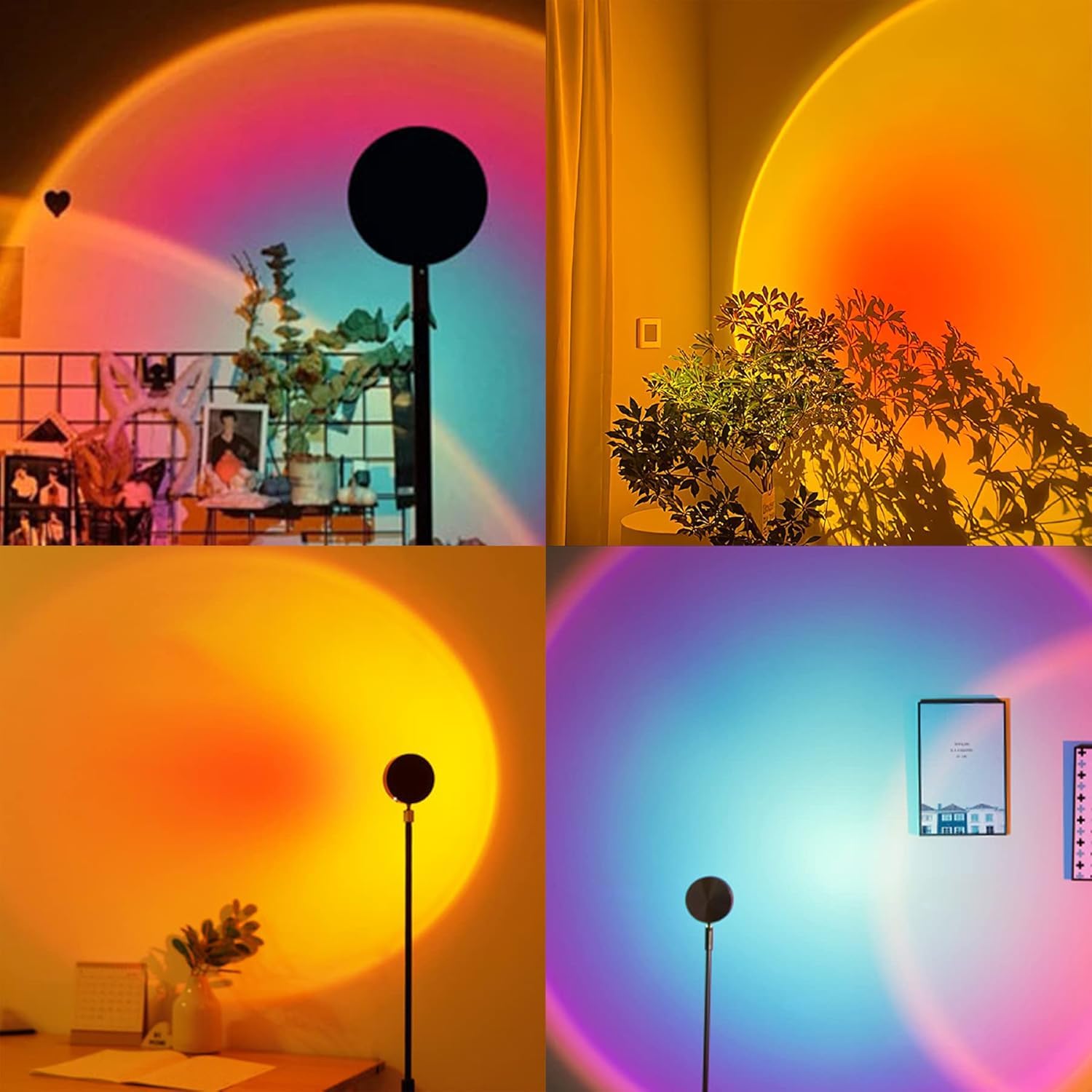 Sunset Lamp, 360° Rotation Sunset Projector Light,  Rainbow Projection Night Light, USB LED Atmosphere Lamp for Selfie, Photography, Bedroom Decor, Living Room & Home Ambiance Lighting