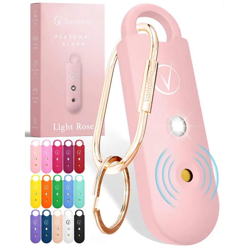Vantamo Personal Alarm for Self Defense with Low Battery Notice, Strobe Light & Extra Loud 130 dB Double Speakers Safety Keychain Set for Women, Rechargeable Panic Button for Womens Self Defense