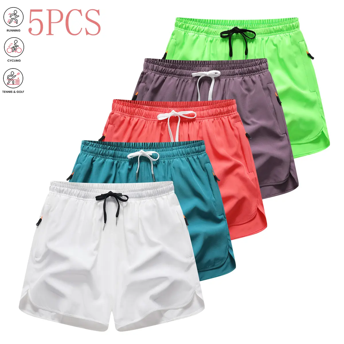 Women's Dopamine-Inspired Casual Activewear Shorts 5-Pack, Sports Clothes for Gym, Yoga, Running - Valentine's Day Gift