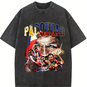 Manny PacQ Goat Boxing Vintage Style Graphic Design T-Shirt Graphic Tee Crewneck Cotton Menswear Top