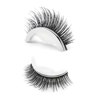 Self Adhesive False Eyelashes Reusable Natural 3D Lashes Curly Stick On Eye Lashes Glueless Lash Extensions Black 1 cm to 1.5 cm