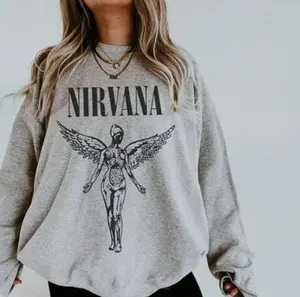 Nirvana Unisex Sweatshirt, 90s Vintage Band Shirt, In Utero Crewneck Nirvana Tour, Nirvana Smile Face Crewneck Sweatshirt