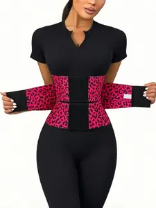 1 Count Leopard Print Women's Underwear Waist Trainer, Shapewear Belts, High Compression Triple Wrap Fitness Shaper Waist Belt, Adjustable Waist Cincher, Elegant Design, Fitness Accessories Exercise Waistband, Suitable For Gym, Sports And Fitness