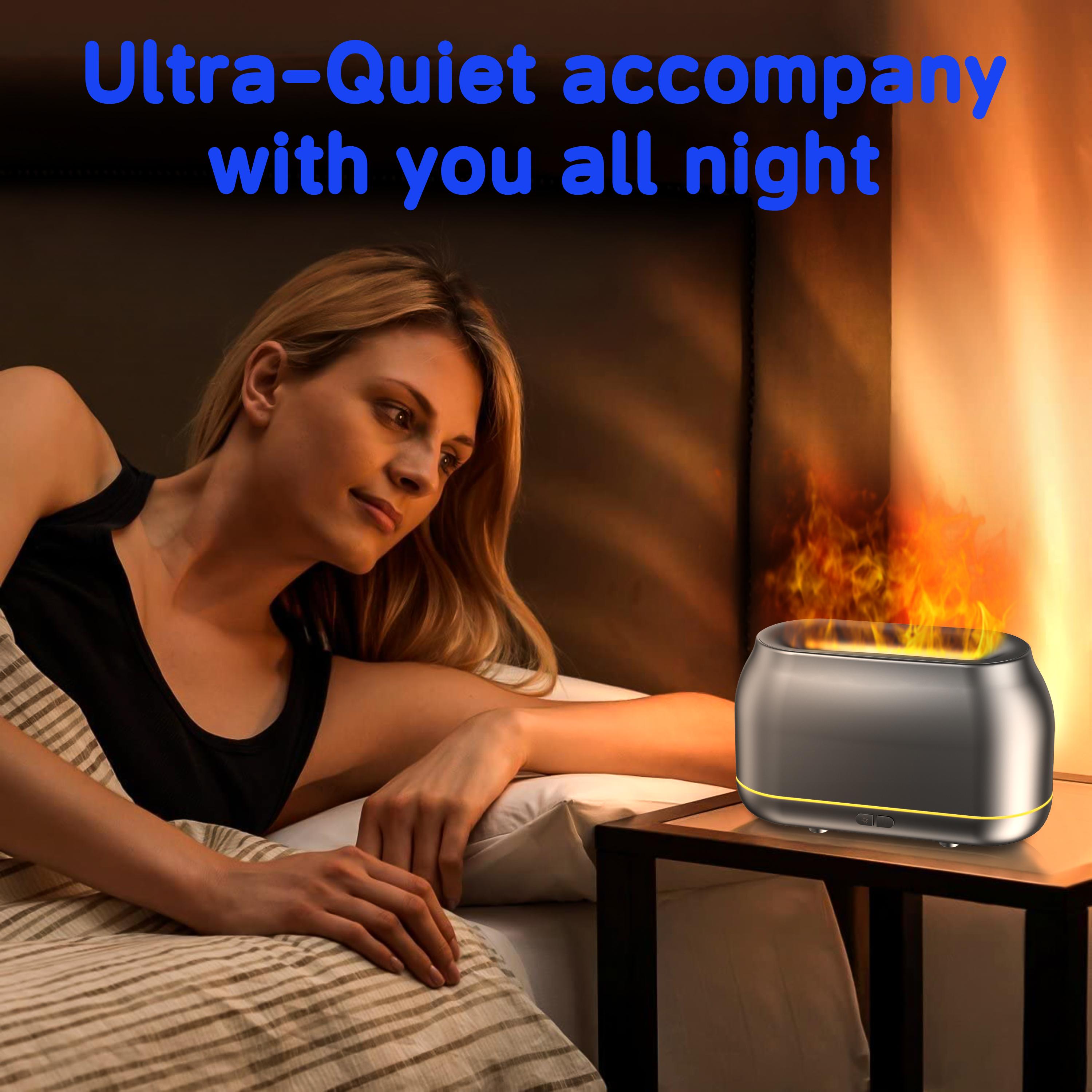 Upgraded 7-Color LED Flame Diffuser, Silent Humidifier with Auto-Off and 160mL Capacity for Home, Office & Yoga