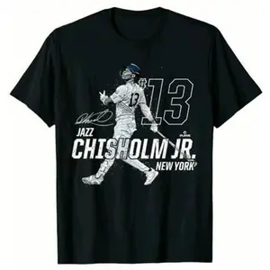 Dynamic Pose Jazz Chisholm Jr New York Baseball MLBPA, Graphic Streetwear T-shirt, baggy compression clothes