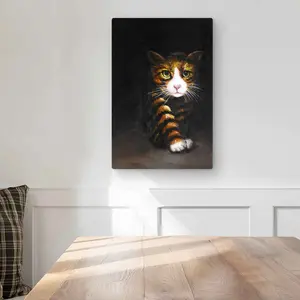 Begin Home Decor C1MP1218BT8CD9 12 x 18 in. Discreet Cat - Livingroom Pets Metal Print Wall Art for Home Decor