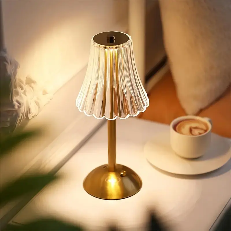 Vintage Crystal LED Desk Lamp, Decorative Atmosphere Lamp, Ambient Lights, Adjustable Leds, Adjustable Three-Color Light USB Rechargeable, Ambient Led Lighting, Immersive Ambient Lights, Home Bedroom Living Room Office Reading Relaxation Decor