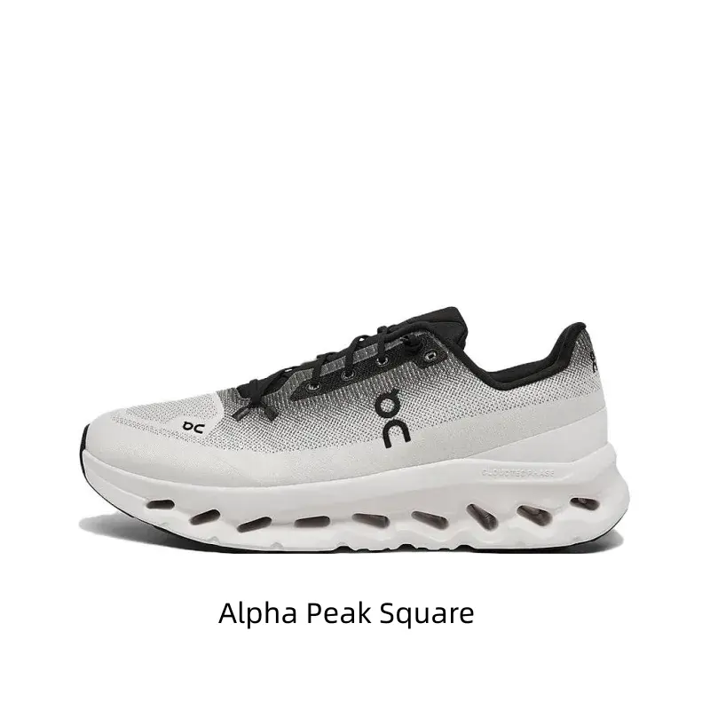 Gray-to-White Gradient Lightweight Casual Shoes, Integrated Knit Upper, Hollow Pod Cushioning Midsole