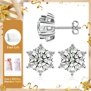 Moissanite 0.5-3ct Ice Crystal Snowflake Earrings, Earrings Accessories, Chic Fashion Jewelry, Fashion Pairings, Ideal Gift for Any Occasion, Birthday Christmas Family Gifts, Wedding Engagement Anniversary Party Gift