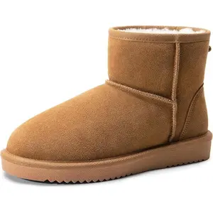 Dream Pairs FuzzyClassic Ⅱ Low Ankle Snow Boots – Genuine Suede, Water-Resistant, Memory-Foam, Anti-Slip Sole