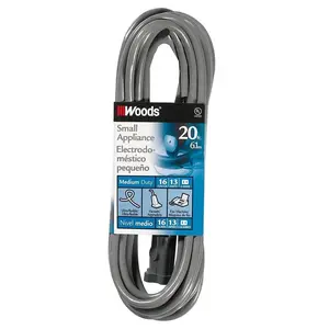 20 ft. 16/2 SVT Small Appliance Extension Cord, Gray