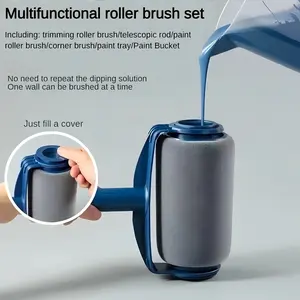 Multi-Functional Home Paint Roller Brush Kit, Professional Paint Roller, Flocking Edge Tool, Corner Cutter, Smooth Wall Painting