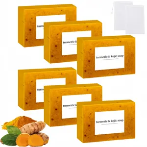 LMMAKE Natural Turmeric Kojic Acid Soap Bar - Triple Action Formula for Brightening Smoothing & Deep Cleansing Skin Reduces Dark Spots Improves Texture for Morning Night Facial Body Care