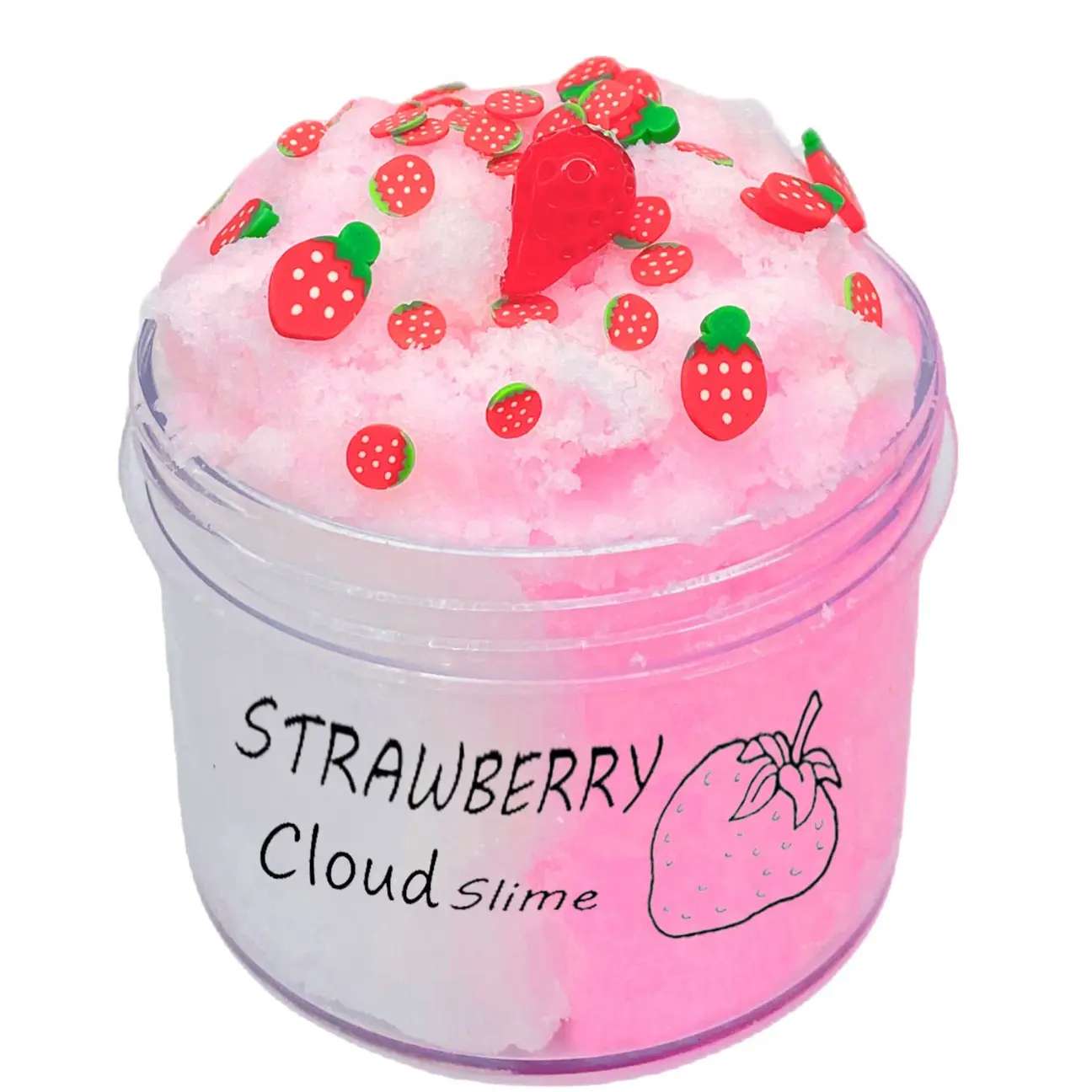 [USA Stock] - 2Color Strawberry Cloud Slime Non-Sticky and Super Soft Scented Slime for Girls and Boys - Stress Relief Toy in Jar with Strawberry Decor Squishy Series Sensory Cuddle Box