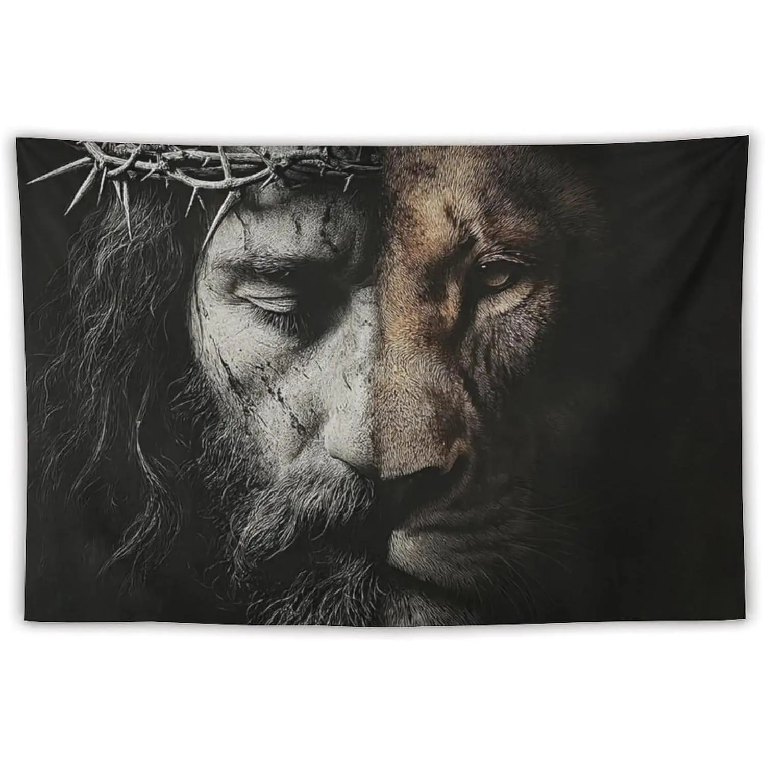 JYOUQOC Jesus And The Lion Tapestry Wall Hanging Large Wall Art Decor Flag Backdrop for Bedroom Living Room Dorm 40"*60"