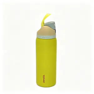 Owala FreeSip Insulated Stainless Steel Bottled Flask - BPA-Free, Straw-Equipped, Stylish Portable Sports Water Bottle, Ideal for Travel, 32 Oz, Lemon Yellow Solid Core