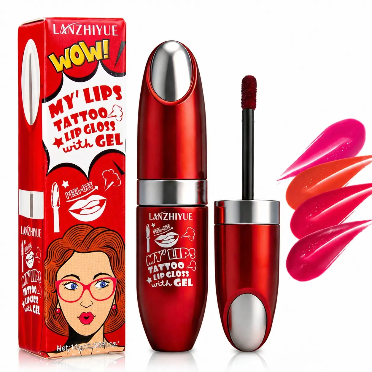 3 Colors Peel Off Lip Gloss Gel Tattoo Lip Stain & Cheek Tint 24H Long Lasting Water Resistant Non Sticky Hydrating Shiny Finish Glossy 2 in 1 DIY Makeup Kit Easy to Apply Beginner Friendly Cruelty Free