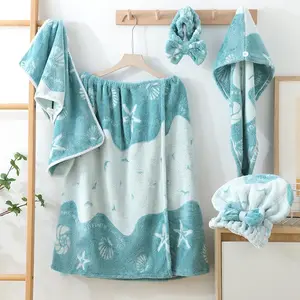 Bathroom Accessories, Including Bathrobe & Bath Towel & Bath Head Towel & Bath Wrist Towel & Bath Mat, Soft Set for Home, Travel, Sauna and SPA, Absorbent Thickened Towels