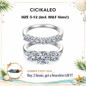 CICIKALEO 1CT Trilogy Moissanite 3-Stone Ring Set Classic for Women Wedding Set D VVS1 Stackable Band 18K Gold Plated Lab-Created Hypoallergenic Engagement Promise Anniversary Gift Fine Formerly  CICI GEMS R1 #Summervibes