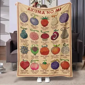 Fruit Theme Flannel Blanket, Soft Warm Anime Style, Home Decor, Ideal for Fans, Daily Use, Gift Idea,Polaris Blanket