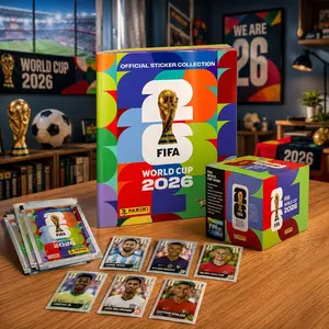 International Soccer Sticker Collection Box – 25/50/100 Packs with Soft Cover Album