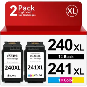 PG-240 XL/CL-241 XL Ink Cartridges Compatible for  240XL 241XL Combo Pack for  PIXMA MG3620 MG3600 MG3520 TS5120 MG2120 MX472 MX452 MX512 MX532 Printer (1 Black,1 Color)