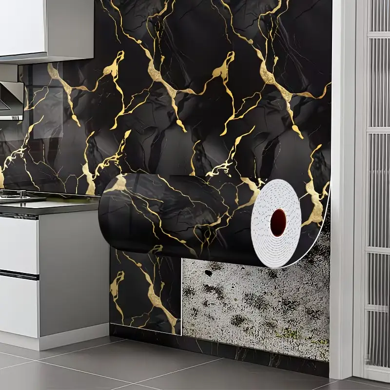 Contemporary Thickened Self-Adhesive Marble Wallpaper - Waterproof Removable Panel with Luxurious Marble Texture Available  Easy DIY Installation for Kitchen Bathroom Living Room Walls and Floors
