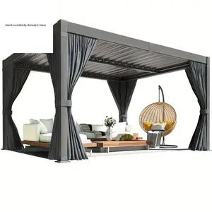 10' x 12' Aluminum Louvered Adjustable Waterproof Roof Pergola