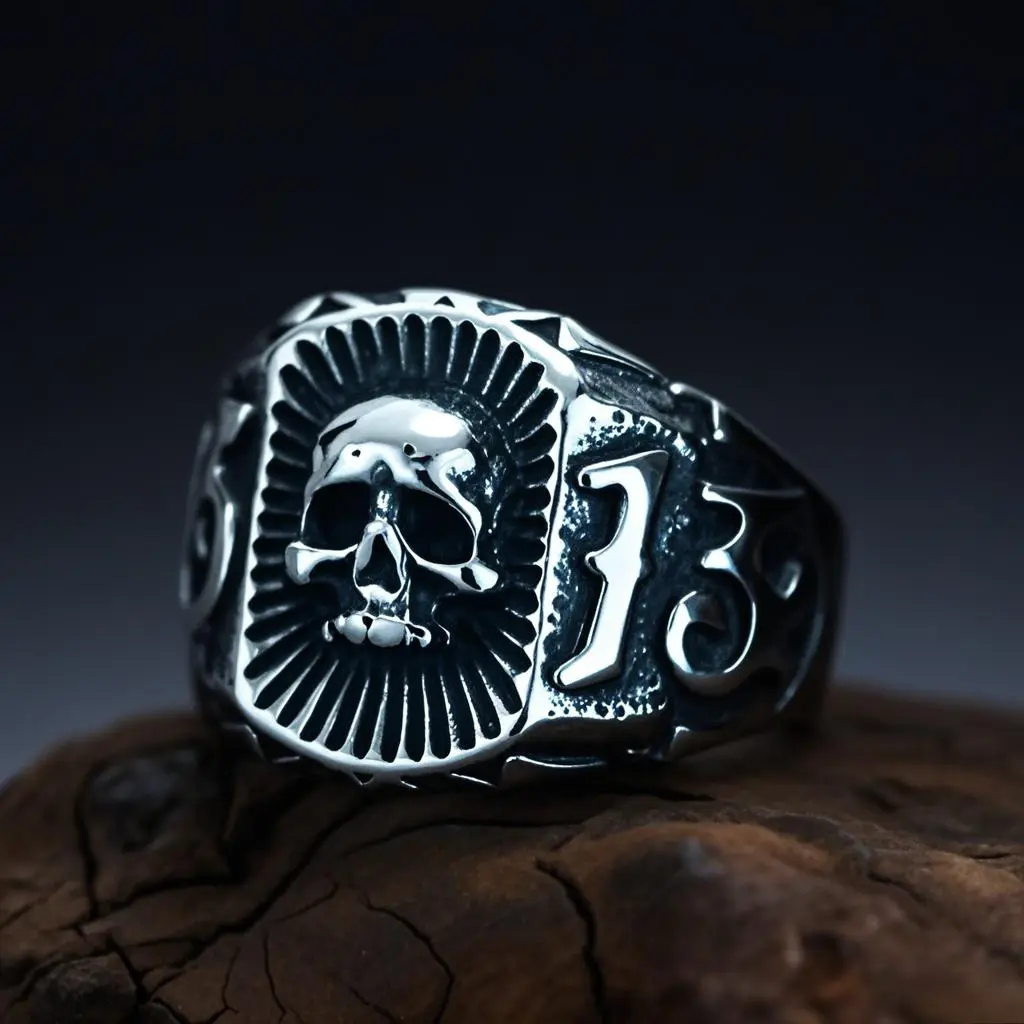 Men's Gothic Skull Ring - European-American Style High-End Engraved Metal Ring, Dark Art Funk Punk Accessory, Domineering Emo Fashion Piece, Ideal Gift for Lovers, Goth Rings, Skull Rings