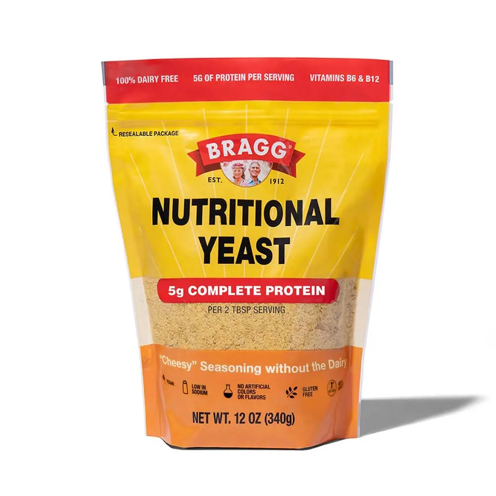 Bragg Premium Nutritional Yeast Seasoning - Vegan, Gluten Free \u2013 Good Source of Protein & Vitamins \u2013 Nutritious Savory Parmesan Cheese Substitute (Original, 12 Ounce (Pack of 1))
