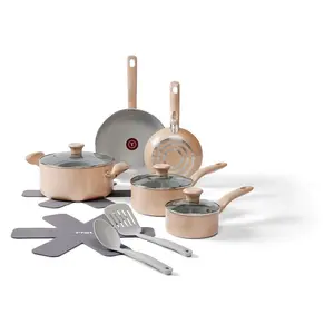 T-Fal 12pc Simply Cook Ceramic Cookware Set Beige
