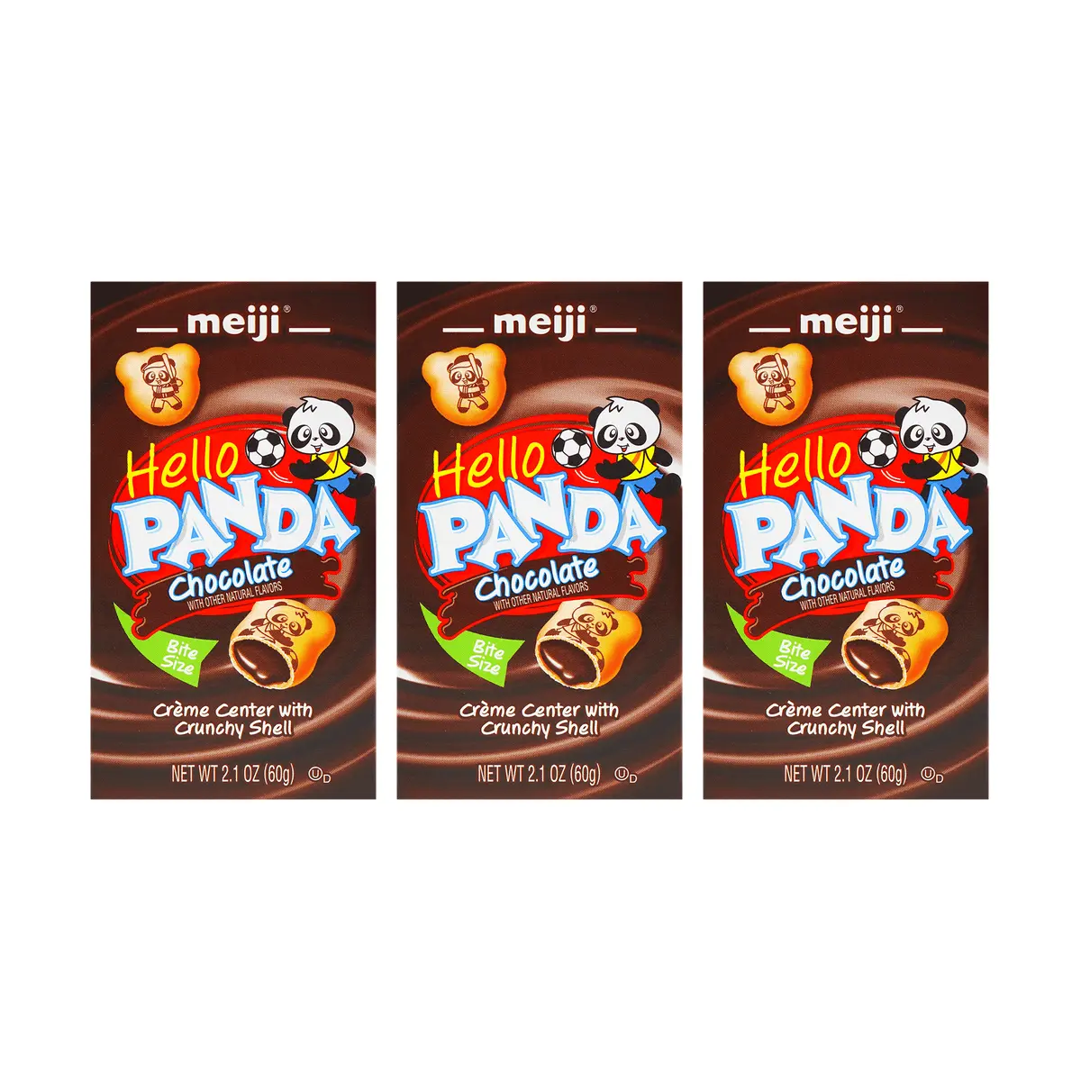 Meiji Panda Sandwich Cookies Chocolate Flavor 62g - 3 Pack Value Bundle