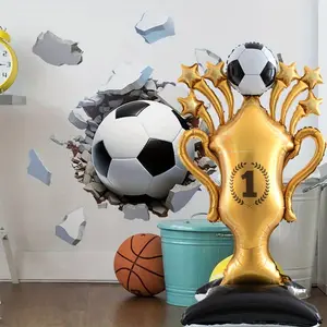 Standing Football Trophy Balloon, Aluminum Foil, 59 Inch, Soccer Champion No.1 Theme, Home Decor, Indoor Atmosphere Creator, Parties
