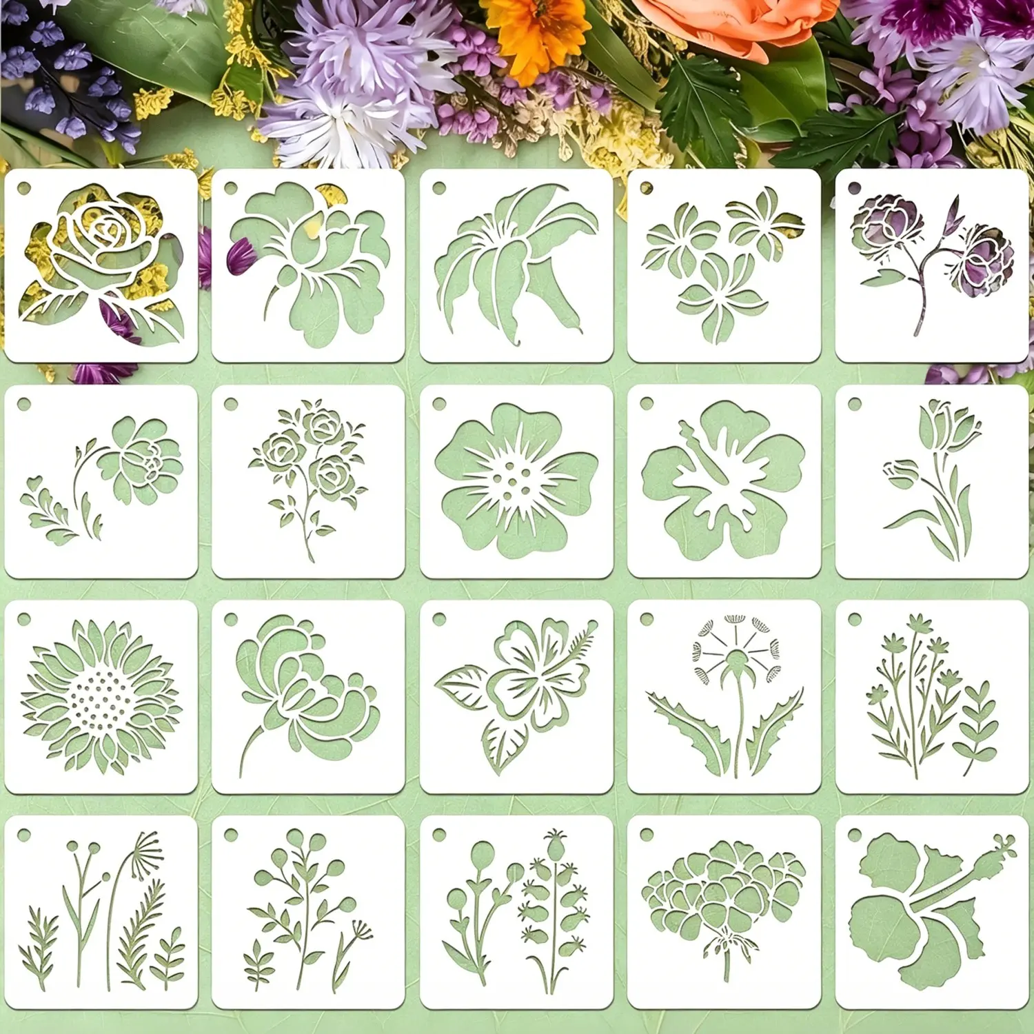 Multipurpose Floral Craft Stencils Set Size Layering Templates DIY Art Supplies for Wall Decor Scrapbook Painting Embossing Work Scrapbooking