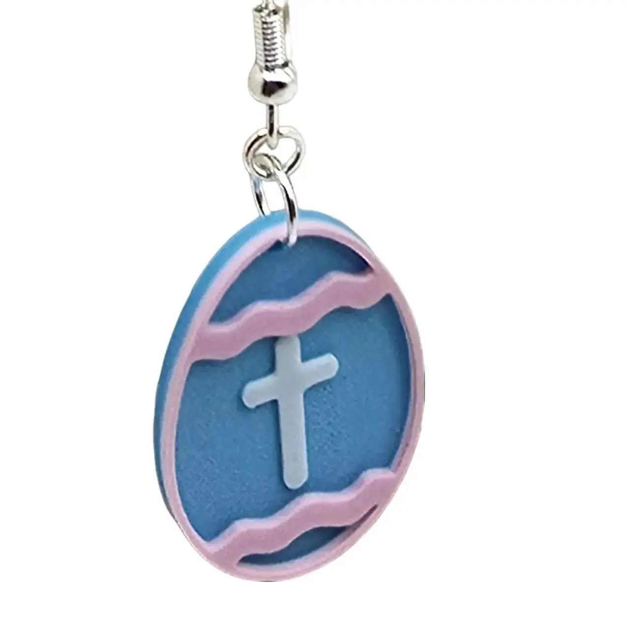 Cross Easter Egg Earrings - 3D Printed Design, Unique Shape, Lightweight and Durable, Perfect for Easter Celebrations