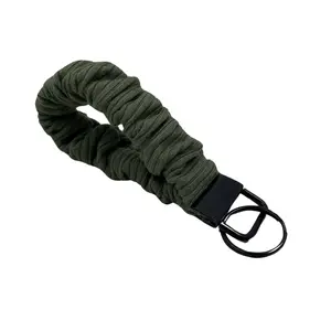 Martini Greenie Scrunchie Keychain - 7" Handmade Wristlet for Keys, IDs, Hand Sanitizer & More, Soft Olive Green Stretch Fabric