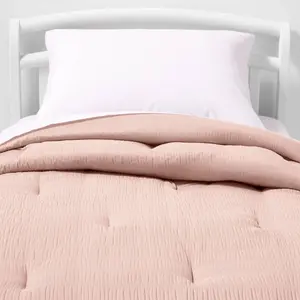 Toddler Seersucker Kids' Comforter Pink - Pillowfort: Microfiber Bedding, OEKO-TEX Certified, Toddler Girl Bed Set