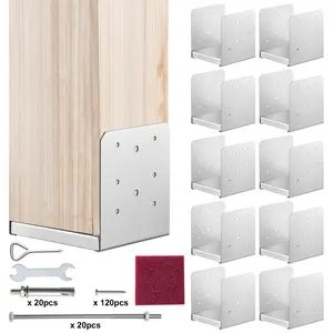 【SummerFinds】VEVOR 6"x 6" Post Base,  , 10Pcs Stainless Steel Adjustable Post Anchor Bracket(Internal 5.9 x 5.5"), Adjustable Post Base for Pavilion Deck Porch Handrail Railing Support Decorative Anchor Plate