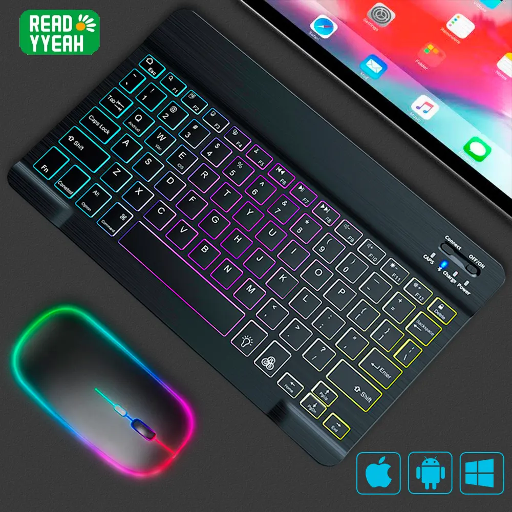 Portable Hall Effect Magnetic Gaming Bluetooth Wireless Keyboard and Mouse Set, Universal for iPad, iPhone, Huawei Phones & Tablets, Tablet & Computer Accessories, Rgb Light, Dpi Adjustable