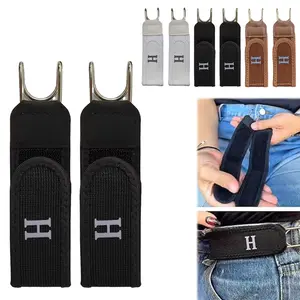 No Buckle Elastic Belt with Metal Hook – Tactical Buckleless Waist Belt Clips, Adjustable Stretch Belt for Men & Women, Invisible Lazy Belt for Work, Travel & Outdoor Use (2PCS)